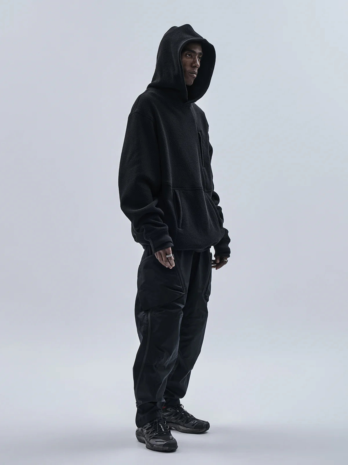 hoodie textured cotton black