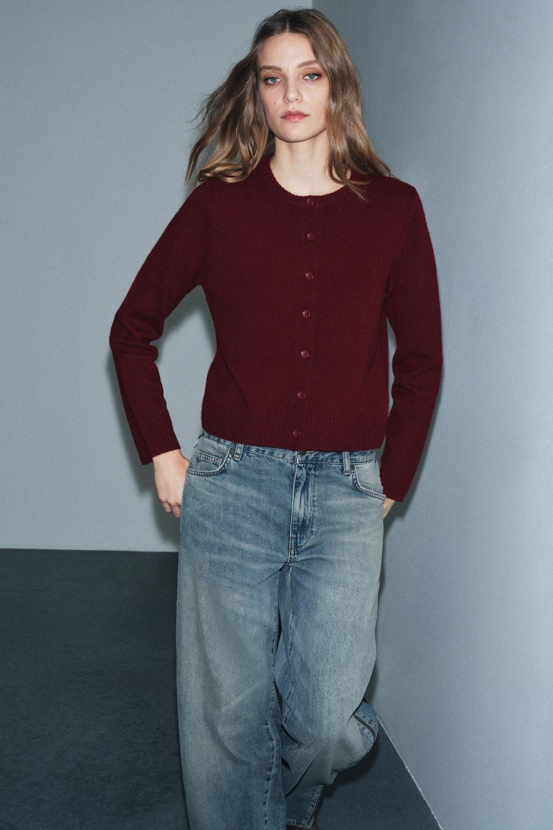 Wool Plain Knit Cardigan